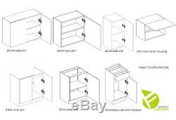 Modern Kitchen 7 Units Cabinets SET White Matt Cupboard & Worktop 240cm Budget