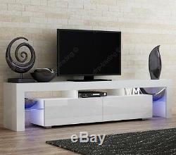 Modern TV Unit 200cm Cabinet White Matt and White High Gloss FREE LED RGB Lights
