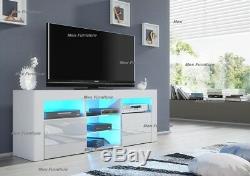 Modern TV Unit Cabinet Stand Matt body and High Gloss Doors FREE LED light