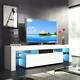 Modern Tv Unit Cabinet Stand White High Gloss Doors With Rgbw Led Light 130cm