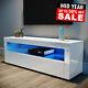 Modern Tv Unit Cabinet White Stand High Gloss Doors 120cm With Led Lights