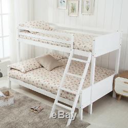 Modern Triple Sleeper Pine Wood Bunk Bed Frame 3FT Single 4FT Small Double White