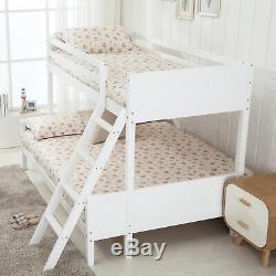 Modern Triple Sleeper Pine Wood Bunk Bed Frame 3FT Single 4FT Small Double White