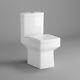 Modern White Ceramic Square Toilet Close Coupled Bathroom Pan & Seat Wc