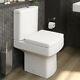 Modern White Ceramic Square Toilet Close Coupled Bathroom Pan & Seat Wc
