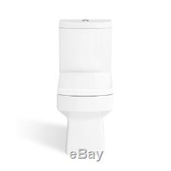 Modern White Ceramic Square Toilet Close Coupled Bathroom Pan & Seat WC