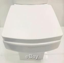 Modern White Ceramic Square Toilet Close Coupled Bathroom Pan & Seat WC (1011)