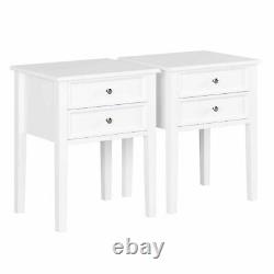Modern White Wooden Bedroom Bedside Table Nightstand Cabinet Storage 2 Drawers