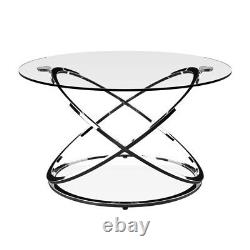 Monarch Clear Glass Round Coffee Table Chrome Base-CFT36/CH