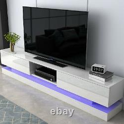 NEW 180cm LED Light TV Unit Cabinet Stand Matt Body & High Gloss Doors 2 Drawers