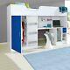 New Cabin Bed Childrens Single Bed High Sleeper White And Blue R140withblu