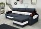 New Corner Sofa Bed With 2 Storages, Black And White Soft Fabric