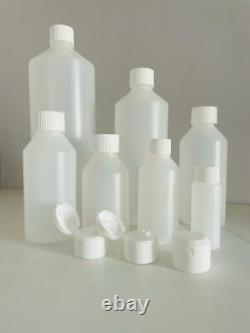 Natural HDPE Plastic Bottles & White SCREW Caps 30ml to 1Litre 24 HOUR DISPATCH