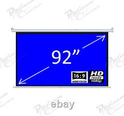 New 92 Electric HD Projection Screen projector home cinema 169 Matt White
