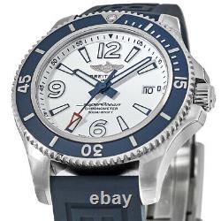 New Breitling Superocean 42 White Dial Blue Rubber Men's Watch A17366D81A1S1