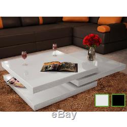 New Coffee Table 3 Layers High Gloss Contemporary Furniture Square White/Black