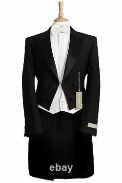 New Mens Black Evening White Tie Tails Dress Mansion House Wedding Tailcoat