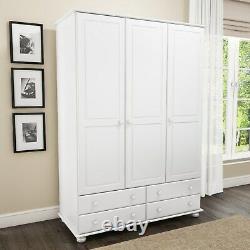 New Modern Wide 3 door 4 drawer Wardrobe / White / Bedroom Furniture / Storage