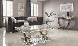New Rani White Marble & Chrome Lamp Table