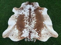 New Real 100% COWHIDE LEATHER RUGS TRICOLOR COW HIDE FUR SKINS CARPET AREA S-3XL