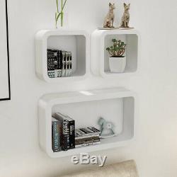 New Set of 3 CUBE Rectangle Wall Mounted Shelves Floating Shelf Bookcase Hanging