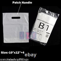 New White Patch Handle Carrier Gift Retail Shopping Plastic Bags for Retail Shop