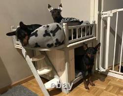 Outdoor Cat Dog Den House Pet Shelter Kennel Indoor Outside Wooden 3 Deck Fort