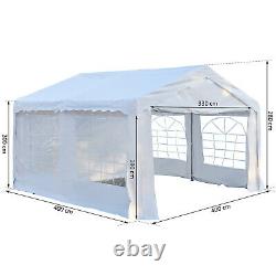 Outsunny 4m Gazebo Garden Marquee Canopy Party Carport Shelter Garage Tent White
