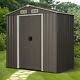 Outsunny 6x4ft Corrugated Metal Garden Storage Shed Withsliding Door Roof Grey