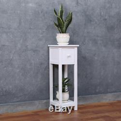Pair Narrow Slim Wood Table Bedside End side Telephone Table Storage Plant Stand