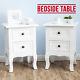 Pair Of White Bedside Tables Cabinets Nightstand Storage With 2 Drawers Bedroom
