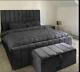 Panel Plush Velvet Upholstered Bed Frame 3ft 4ft6 Double 5ft King Size New