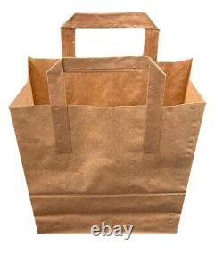 Paper Bags Brown Kraft & White SOS Carrier Bags Flat Handle All Sizes Cheapest