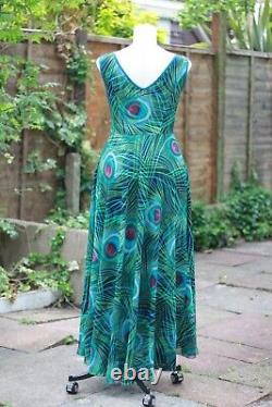 Peacock chiffon dress, maxi, Design, Unique, Brand New Size 10