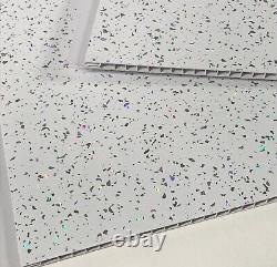 Platinum White Sparkle PVC Bathroom Cladding Shower Wet Wall Panels Ceiling