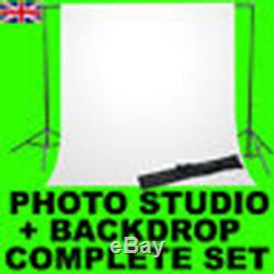 Pro Camera Photo Studio Background Tripod Support Stand & 2m White Backdrop New