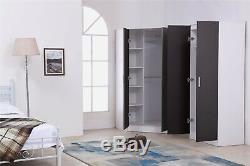 REFLECT Plain 4 Door Corner Wardrobe Gloss Grey / White Bedroom Furniture Set