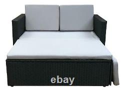 Rattan Outdoor Garden Sofa Furniture Love Bed Patio Sun bed 2 seater Black New