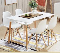 Rectangle Round Dining Table And 4 Chairs Set Eiffel Wood Style White Black Oak