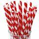 Red & White Striped Paper Straws 20cm Biodegradable 1/25/50/100/250/500/750/1000