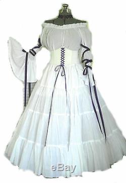 Renaissance Dress Wedding Gown Corset Chemise Pirate Medieval LARP Costume White