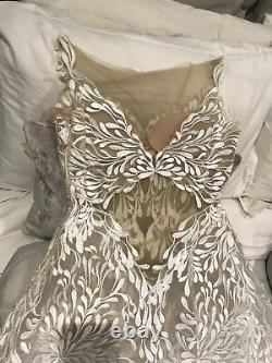 Riki Dalal Gown Dress White Illusion Neckline Brand New Wedding Stunning