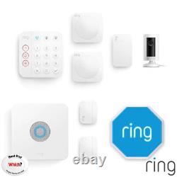 Ring 8pc Alarm Starter Kit Including Outdoor Siren with Indoor Camera in White