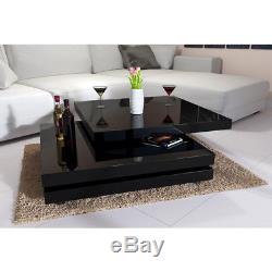 Rotating Coffee Table High Gloss Layers Modern Living Room Furniture Lounge MDF