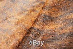 SUPERIOR HAIR ON SKIN cowhide RUG BRINDLE size approx 6X7- 7x7 feet