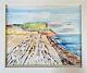 Seaton Beach White Framed Nigel Waters Original Watercolour Signed Seascape Art