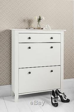 Shoe Storage Cabinet Deluxe with Storage Drawer Cotswold in White