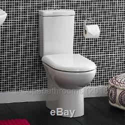 Short Projection WC Compact Close Coupled Toilet Pan, Cistern & Soft Close Seat