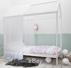 Single Bed Kids Scandinavian House Frame in White