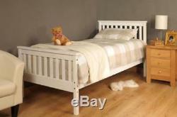 Single Bed in White 3ft Single Bed Wooden Frame White